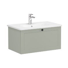 Vitra Root Classic 68805 Lavabo Dolabı, Tek Çekmeceli, 80 Cm, Mat Retro Yeşil, Yuvarlak Lavabolu